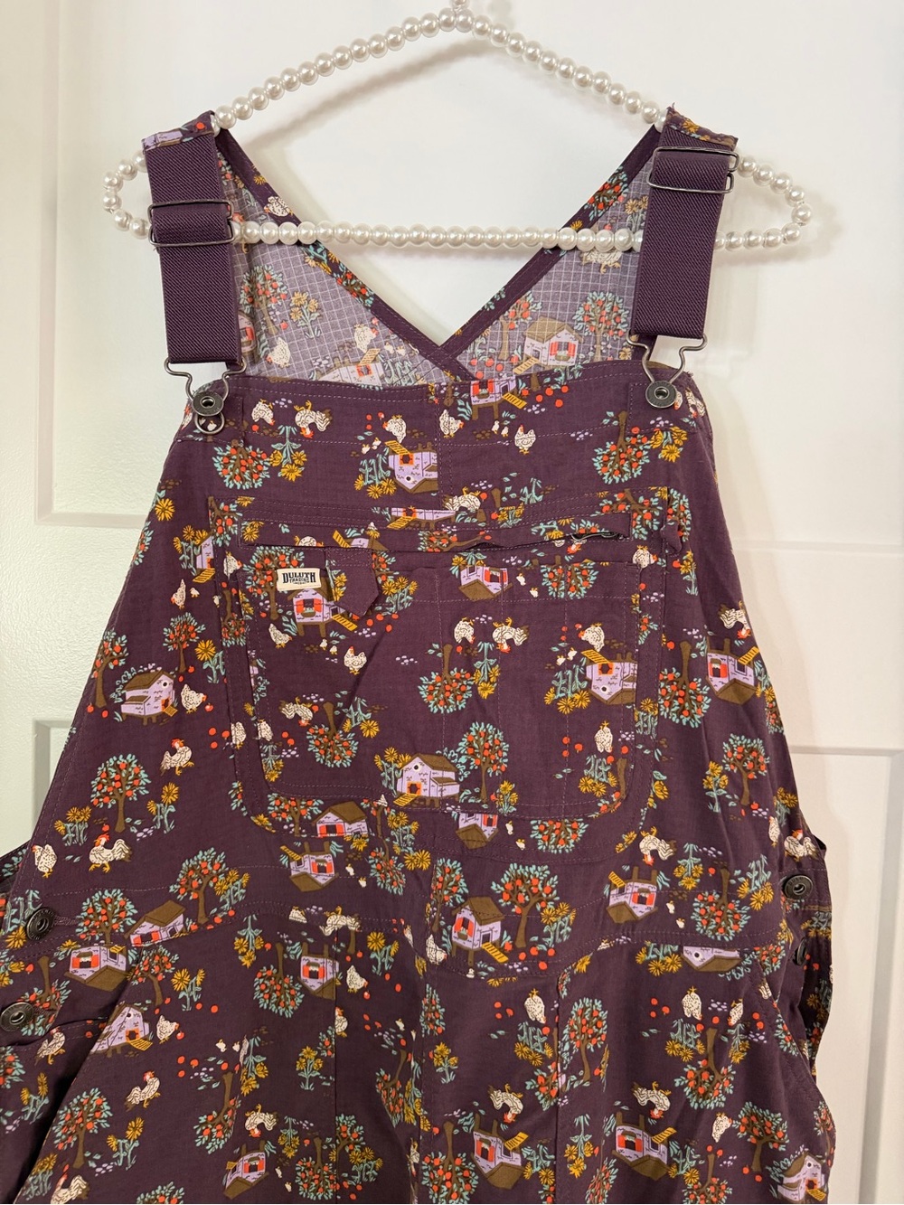 Duluth Trading Co Burgundy Floral Women's Overalls - Picture 4 of 7